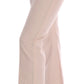 Beige Cotton Stretch Straight Trousers Pants