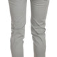 Cotton Gray High Waist Skinny Cropped Trousers Pants