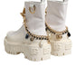 White Leather Rubber Logo Ankle Boots Shoes