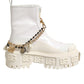 White Leather Rubber Logo Ankle Boots Shoes