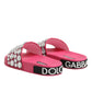Pink Crystal Slides Sandals Beachwear Shoes