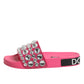 Pink Crystal Slides Sandals Beachwear Shoes
