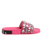 Pink Crystal Slides Sandals Beachwear Shoes