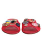 Red Embellished Flats Slip On Sandals Shoes