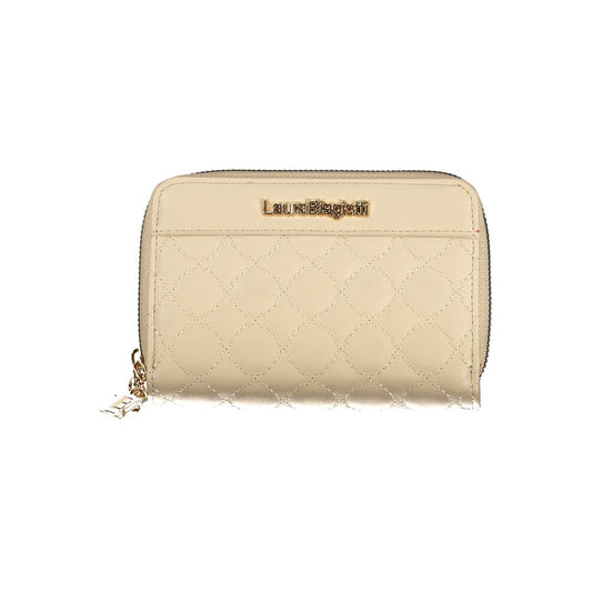 Beige Polyurethane Women Wallet