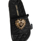 Black Devotion Matelassé Leather Slides Shoes