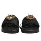 Black Devotion Matelassé Leather Slides Shoes