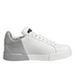 White Gray Low Top Leather Sneaker Shoes