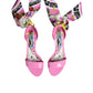 Pink Leather High Heels Sandals Shoes