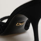 Black Embroidered Slip On Heels Slides Shoes