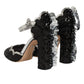 Black Sequined Ankle Strap Sandals Shoes