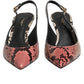 Multicolor Leather Heels Slingback Shoes