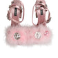 Pink Sequined Ankle Strap Sandals Shoes