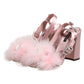 Pink Sequined Ankle Strap Sandals Shoes
