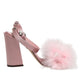Pink Sequined Ankle Strap Sandals Shoes