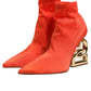 Orange DG Logo Heels Ankle Boots Shoes