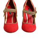 Red Embellished MARY JANES Pumps  Shoes