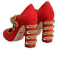 Red Embellished MARY JANES Pumps  Shoes