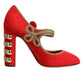 Red Embellished MARY JANES Pumps  Shoes