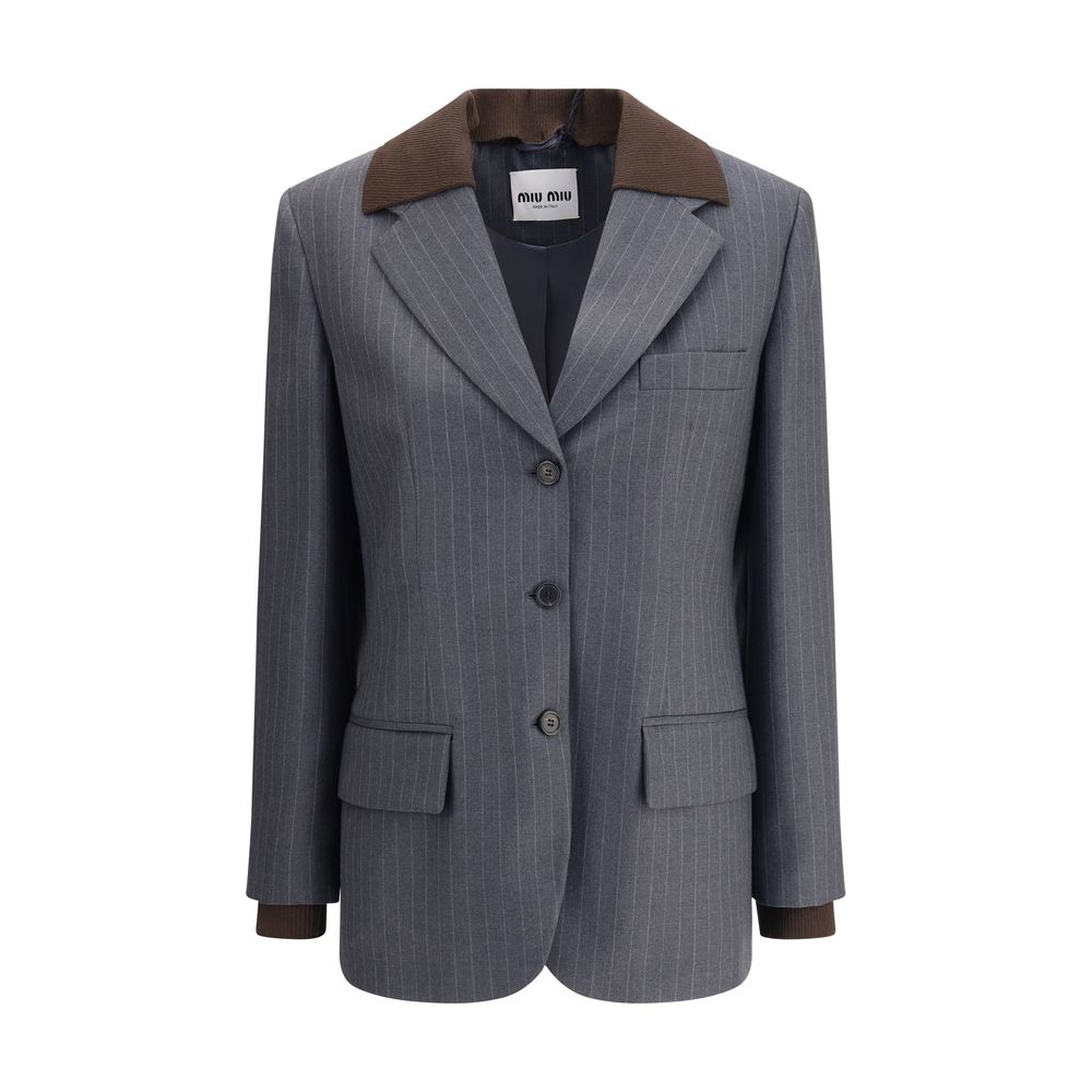 Gray Fleece Wool Blazer