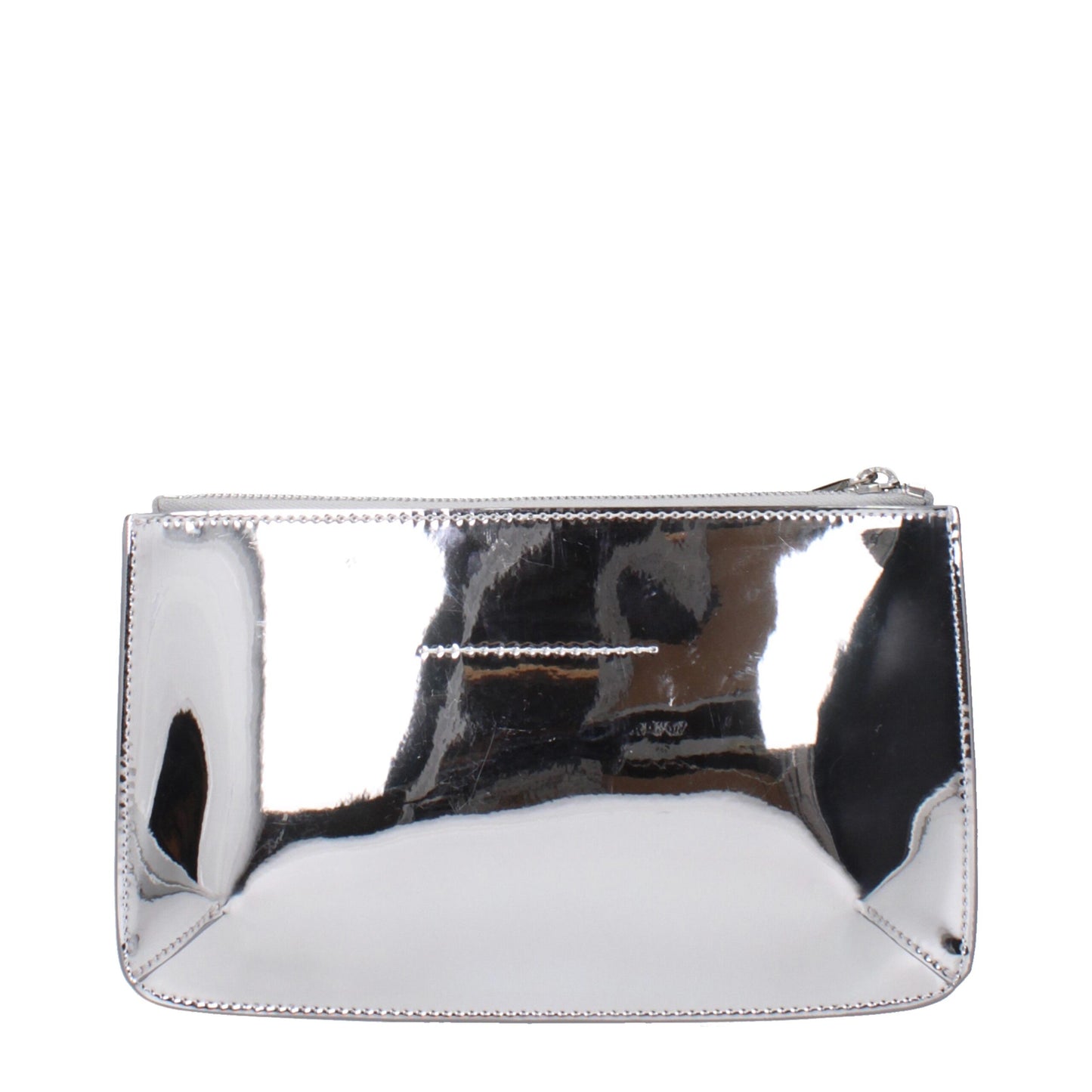 Gray Leather Clutch Bag