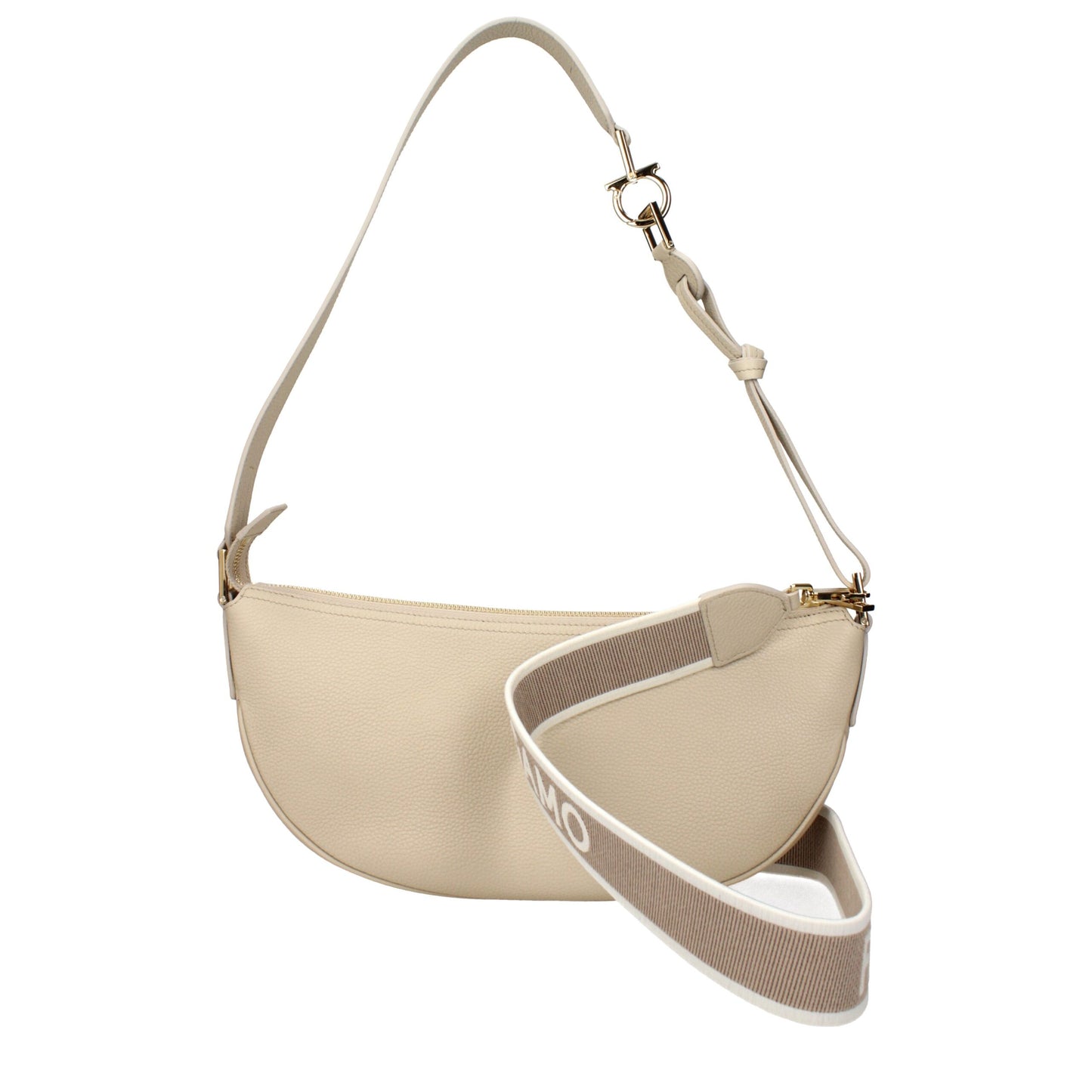 Gray Leather Shoulder Bag
