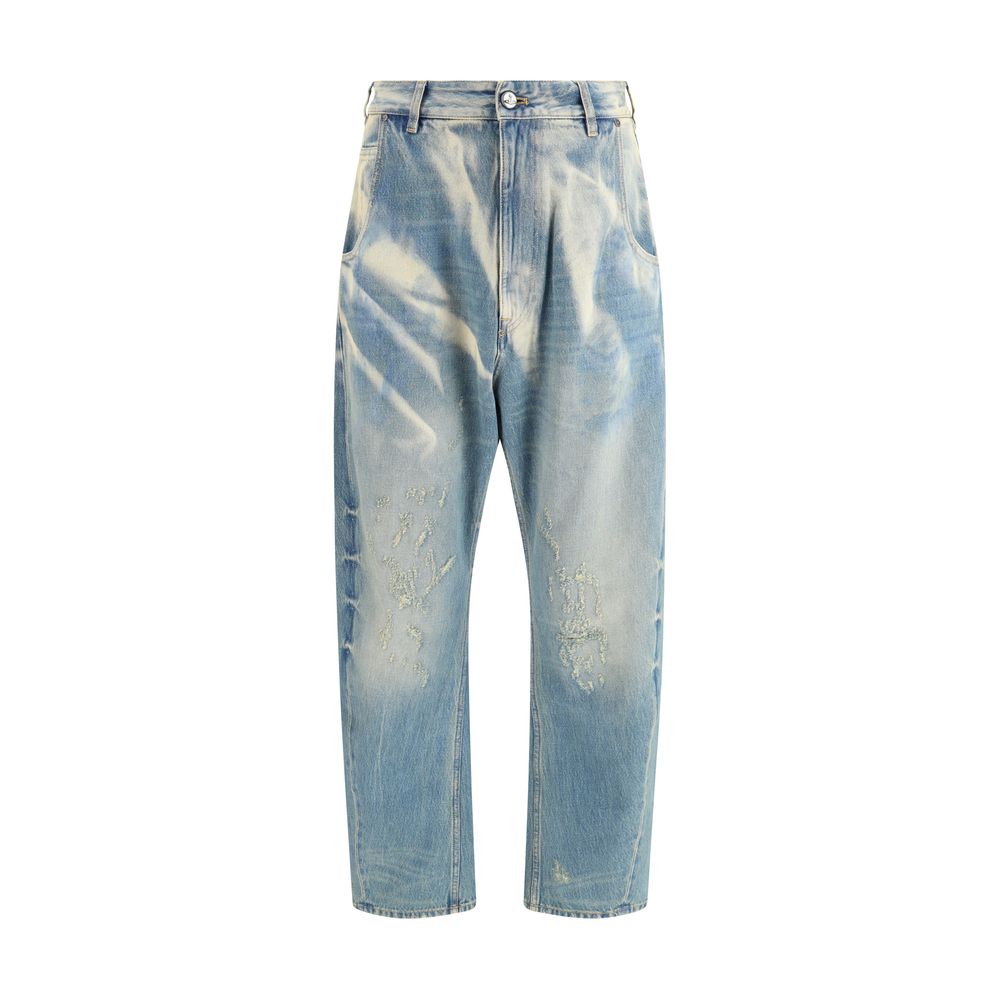 Light Blue Cotton Relaxed Fit Jeans