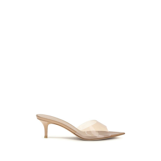 Beige Polyurethane Stiletto Heel Sandals
