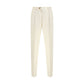 Cream Cotton Casual Pants