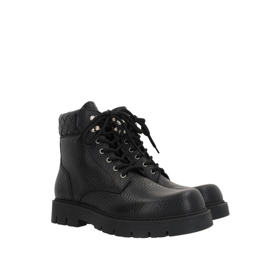 Black Calfskin Lace-Up Boots