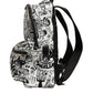 Black White Graffiti Print School Backpack Men Borse Bag
