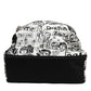 Black White Graffiti Print School Backpack Men Borse Bag