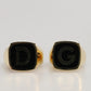 Gold-Tone Real Brass Black Enamel "DG" Adjustable Rings