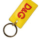 Yellow Calf Leather Logo Metal Ring Men Keychain Keyring