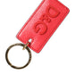 Red Calf Leather Logo Metal Ring Men Keychain Keyring