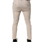 Beige Cotton Stretch Slim Fit Denim Jeans