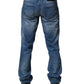 Blue Washed Cotton Regular Fit Men Denim Trouser Jeans
