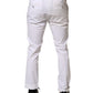 White Cotton Skinny Fit Mid Waist Denim Trouser Jeans