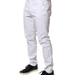White Skinny Fit Mid Waist Men Chino Trouser Pants