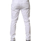White Skinny Fit Mid Waist Men Chino Trouser Pants