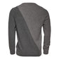 Gray Cashmere Argyle Intarsia Knit Crew Neck Men Sweater