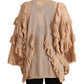 Gold Ruffles Long Sleeves Viscose Cardigan Top