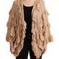 Gold Ruffles Long Sleeves Viscose Cardigan Top