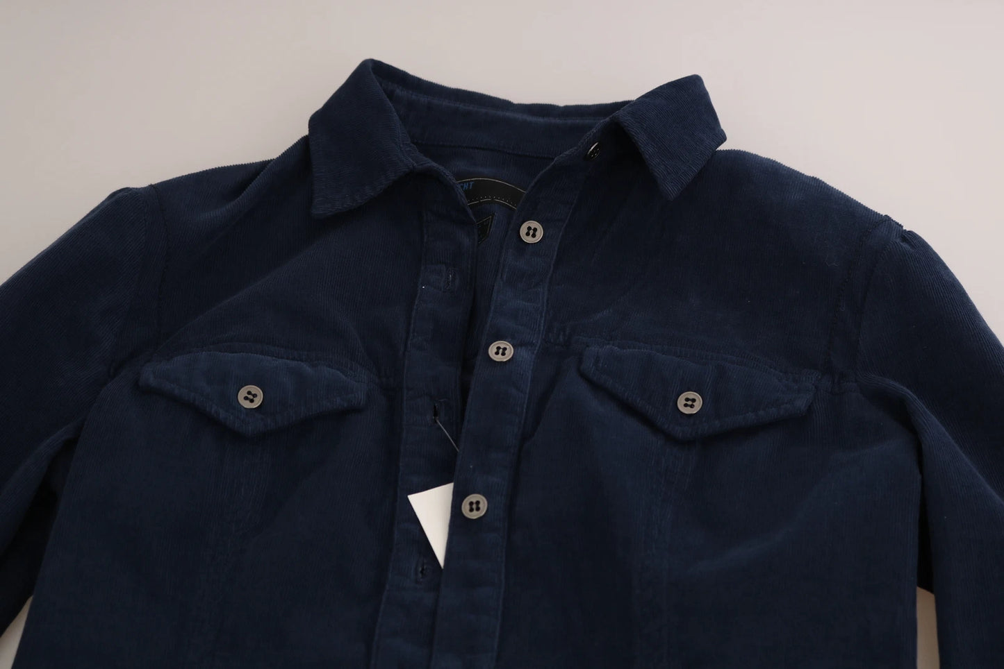 Cotton Blue Corduroy Long Sleeves Shirt Top Blouse