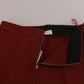 Red High Waist Cropped Flared Dress Formal Trouser Pants