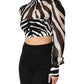 Zebra Print Chiffon Paneled Crop Blouse Top