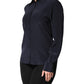 Blue Collared Long Sleeves Dress Shirt Top