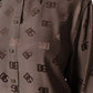 Brown Collared Long Sleeves Logo Shirt Top