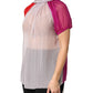 Multicolor Short Sleeves Silk Blouse Top