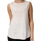 Off White Silk Stretch Roundneck Sleeveless Tank Top